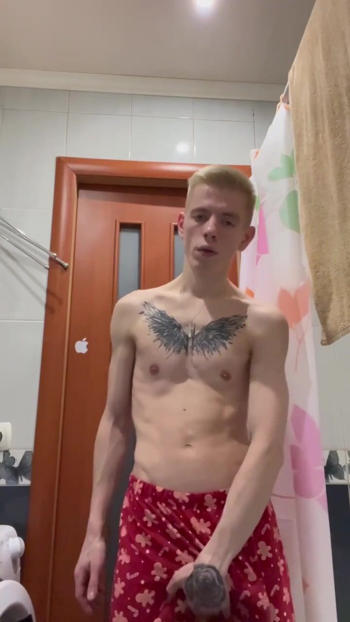 Solo twink dima kireev strokes cock