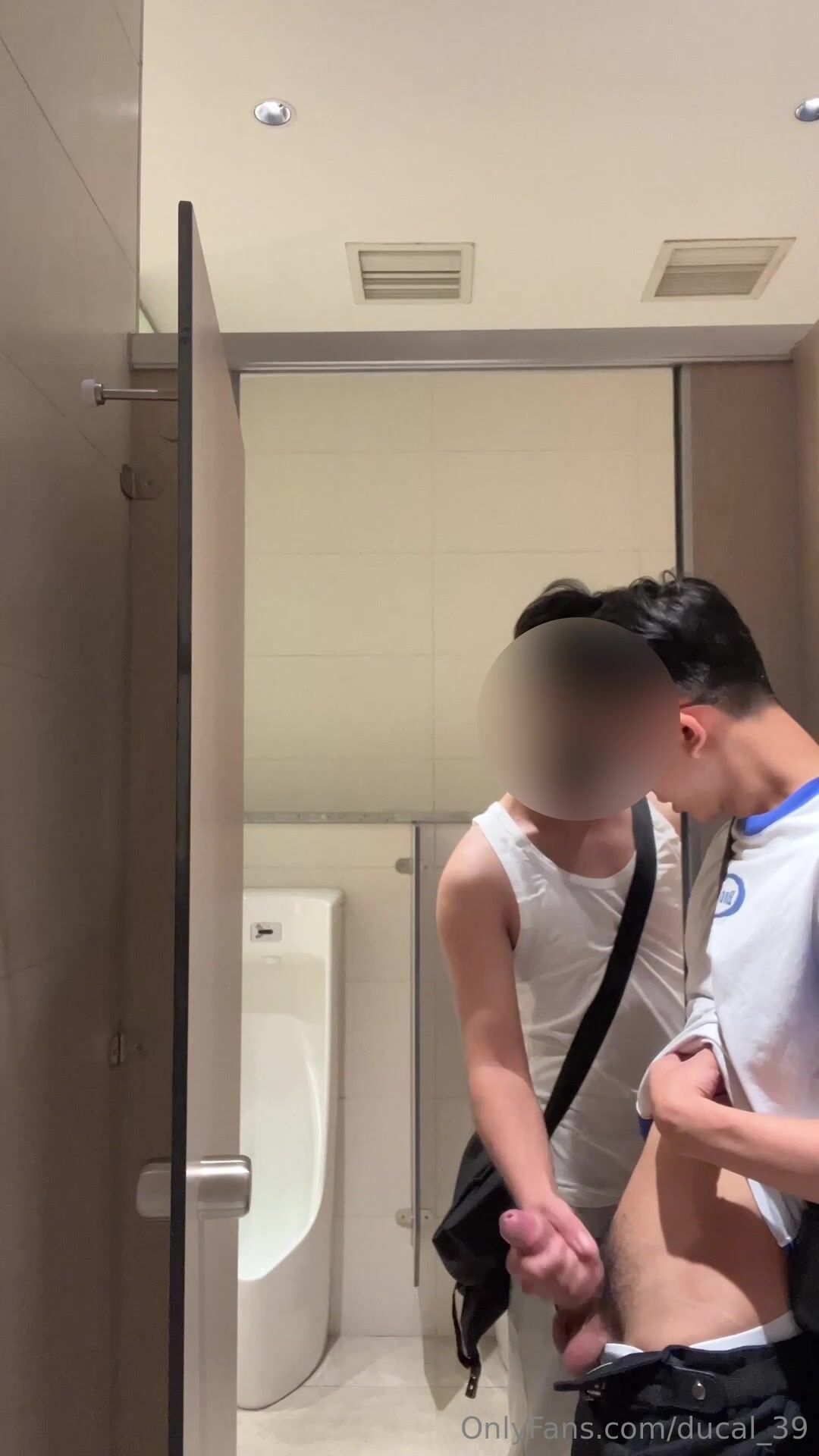 Vietnamese guys wank in public toilet