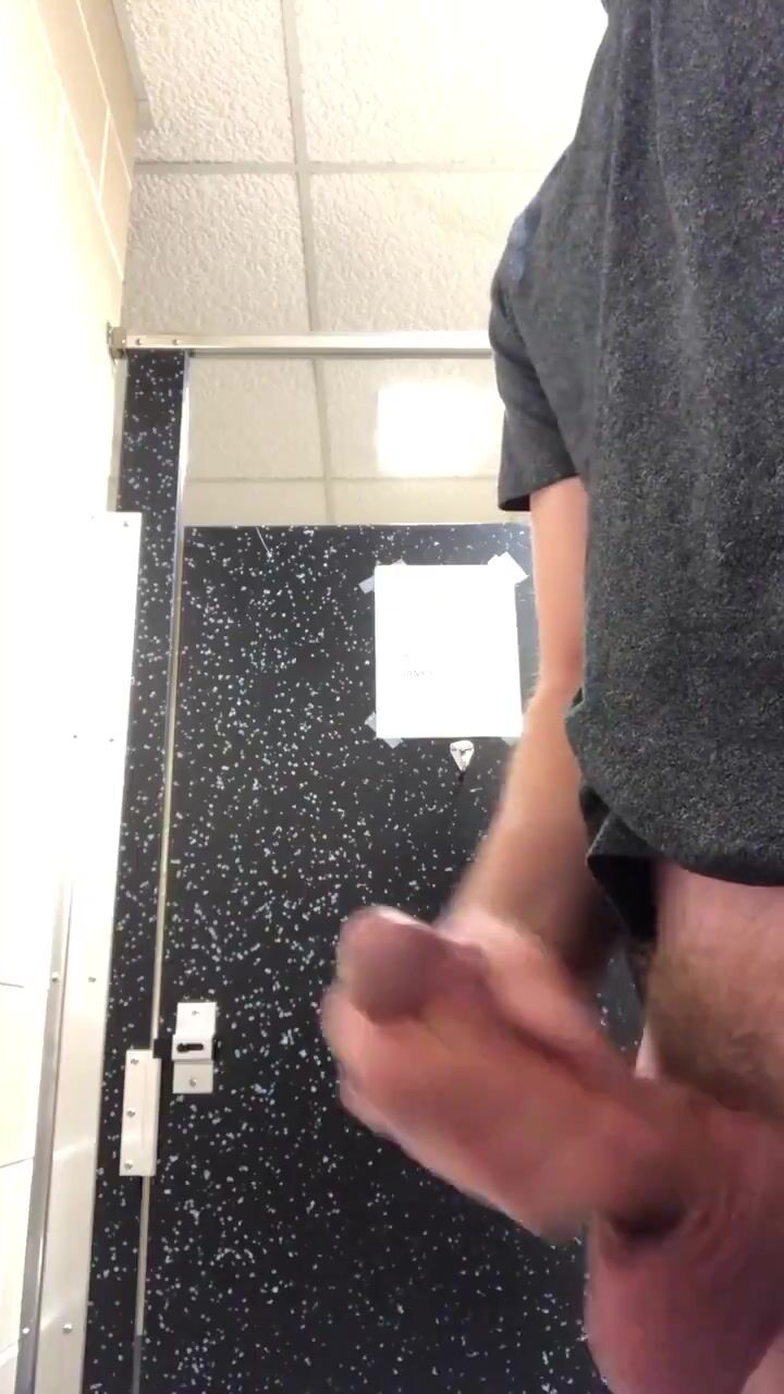Boy blows a load in the restroom