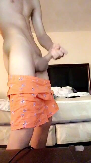 Josue strokes his vergon on webcam