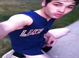 Exposed yard wank public gay tube