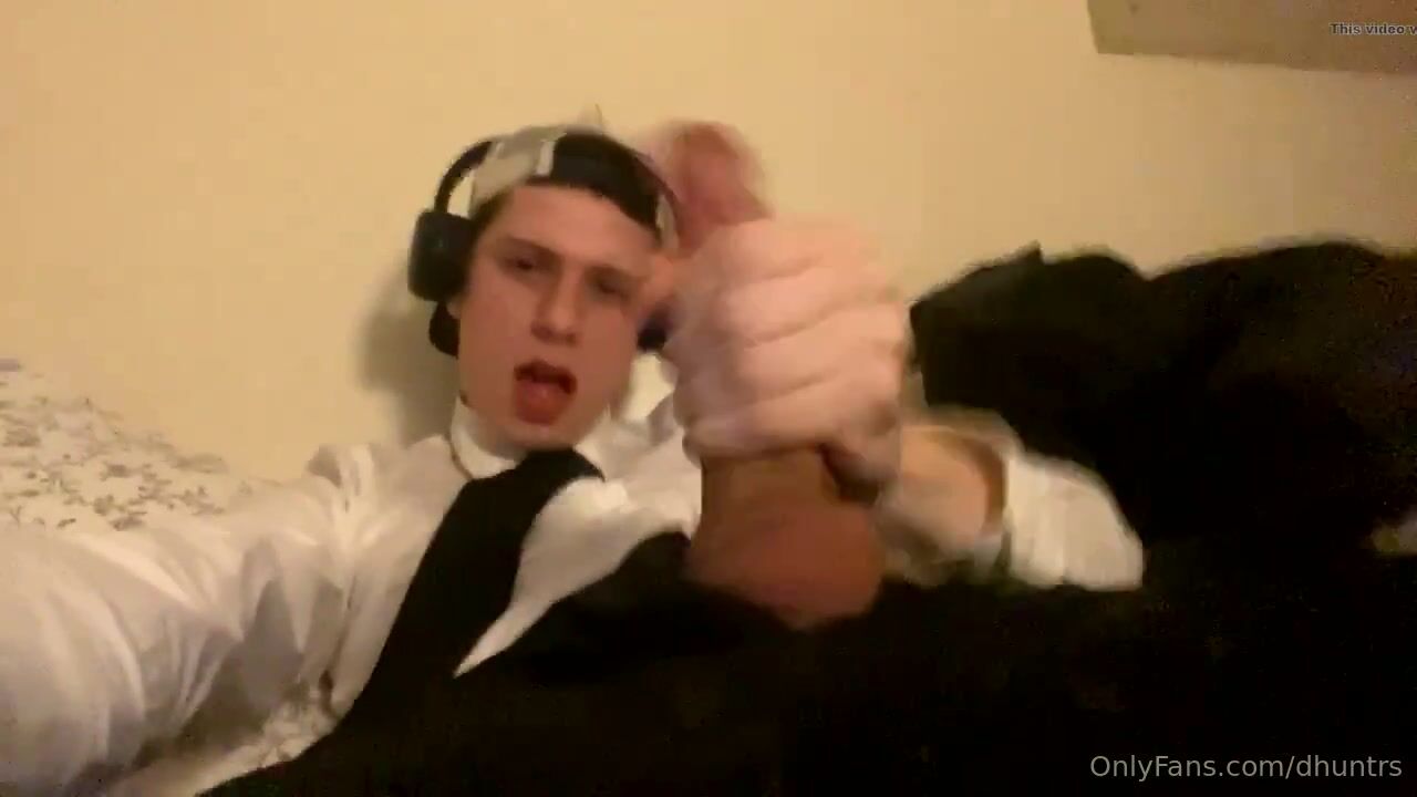 Fat cock twink jerks off and cums