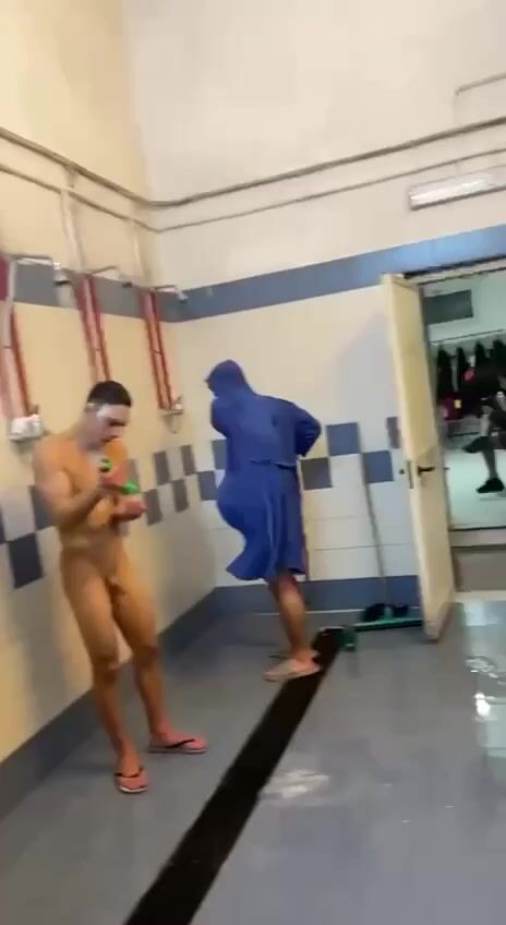 Filming teammates shower voyeur action
