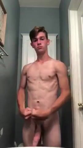 Fit blonde flexing naked show