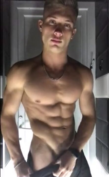 Fit blonde jhony shows off jacking his hard cock