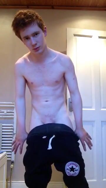 Fit ginger guy strip and show big cock