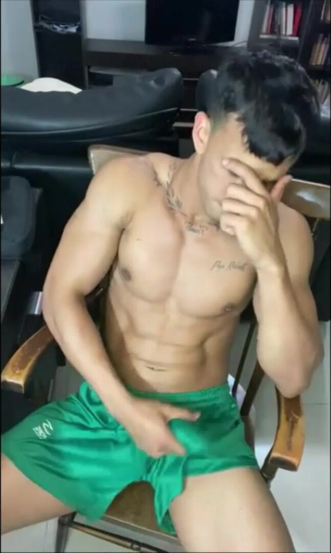 Football player strokes his cock and cums hard