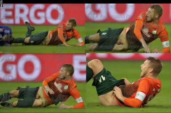Footy boys stroke their hard cocks