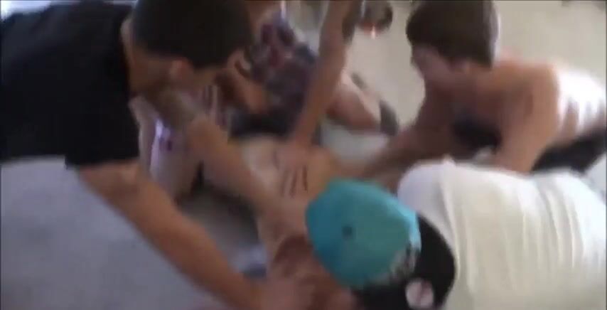 Frat boys hold him down & pound him