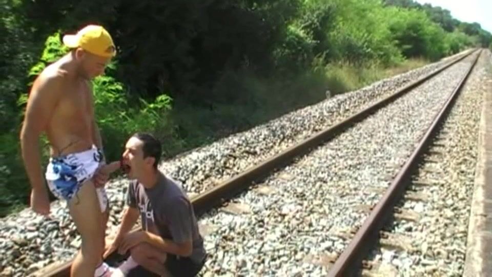 French twinks fuck raw on track