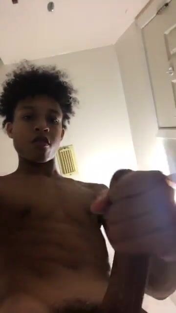 Nice black twink wanks naked