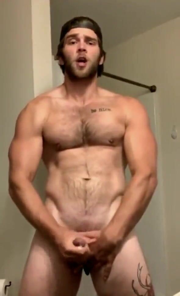 Furry musculoso se masturba la polla