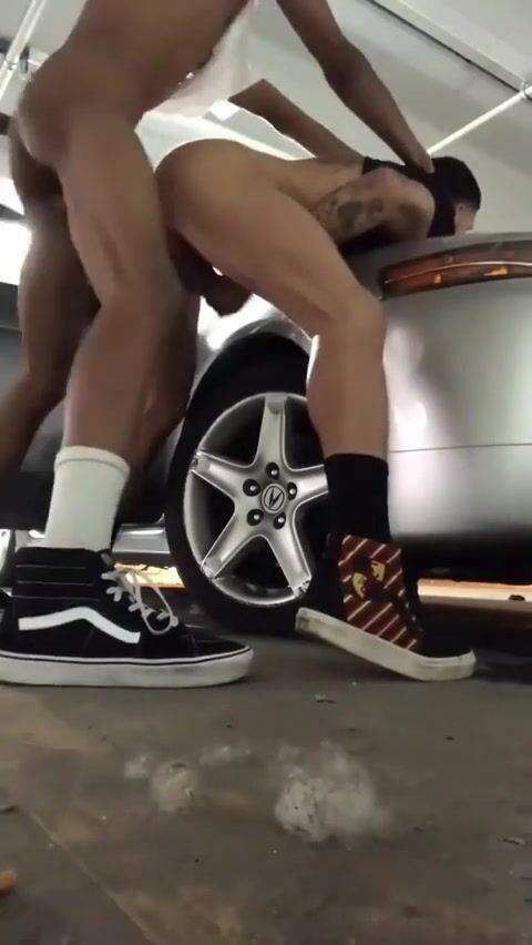 Gangsta lads bareback fuck raw in public car park