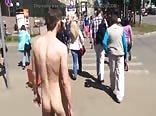 Naked boy outdoor
