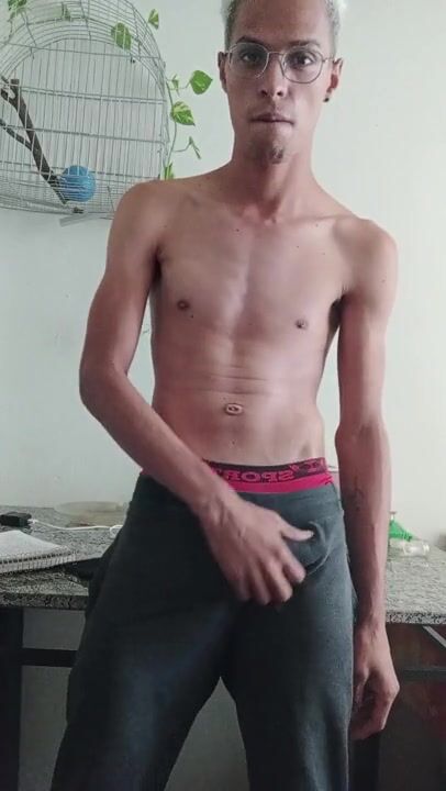 Brazilian garo omah strokes his cock hard