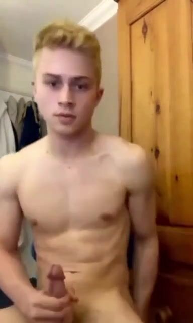 Gay blond shoots his cum 214