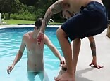 Pool & indoors gay porn action