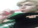 Teen dildo play ends in gay cumshot