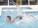 Twink pool duo bareback action