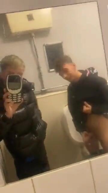 Gay twinks bj in men's room-no cum porn