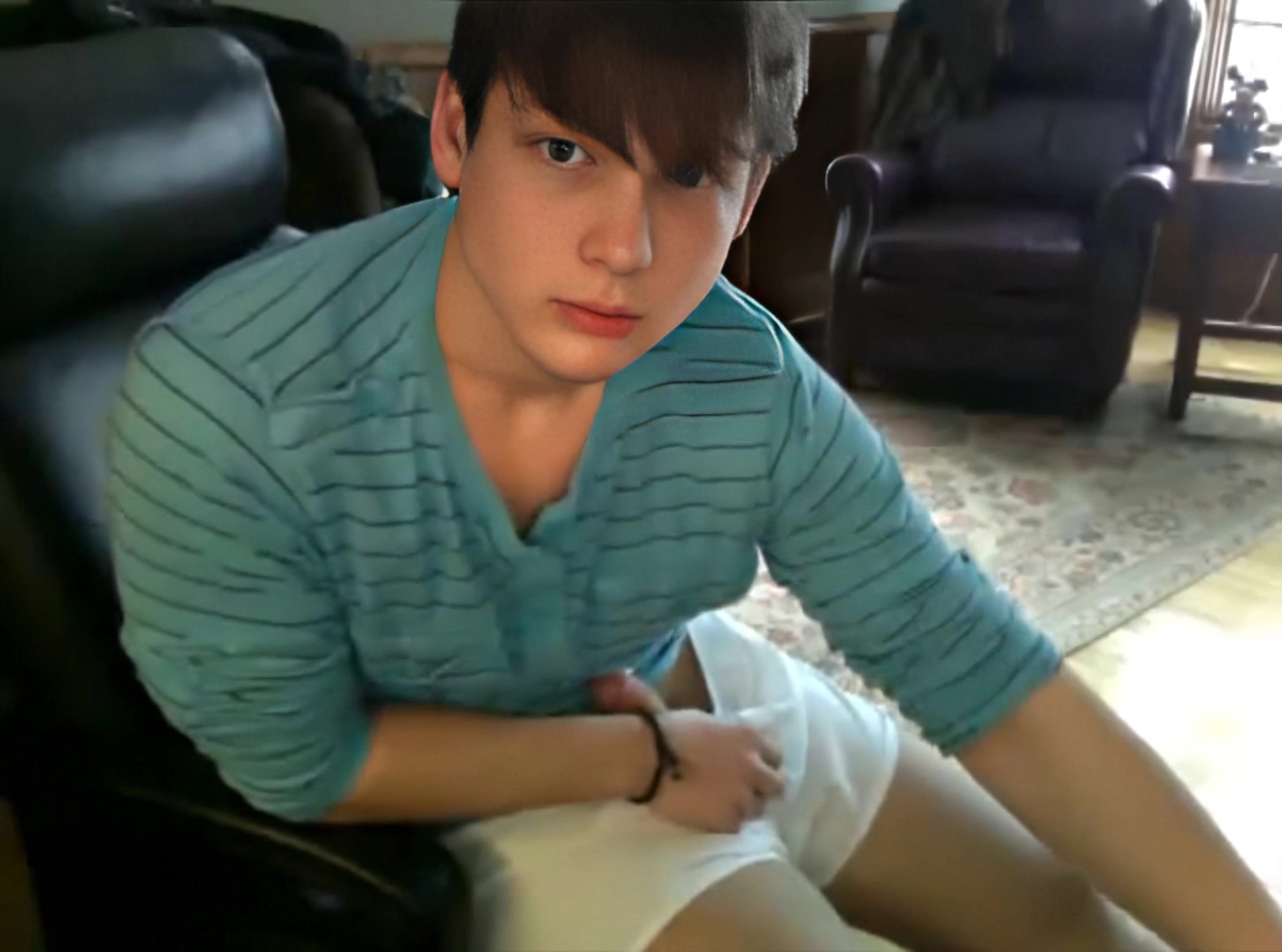 Gbt sexy guy cums in recliner - ai enhanced gay porn videos