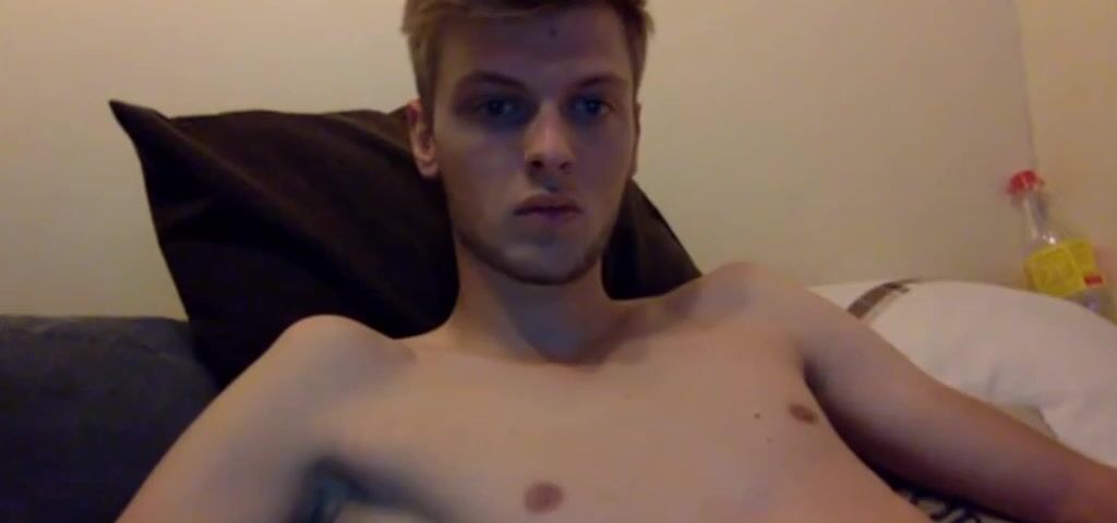 German twink max strokes his long cock