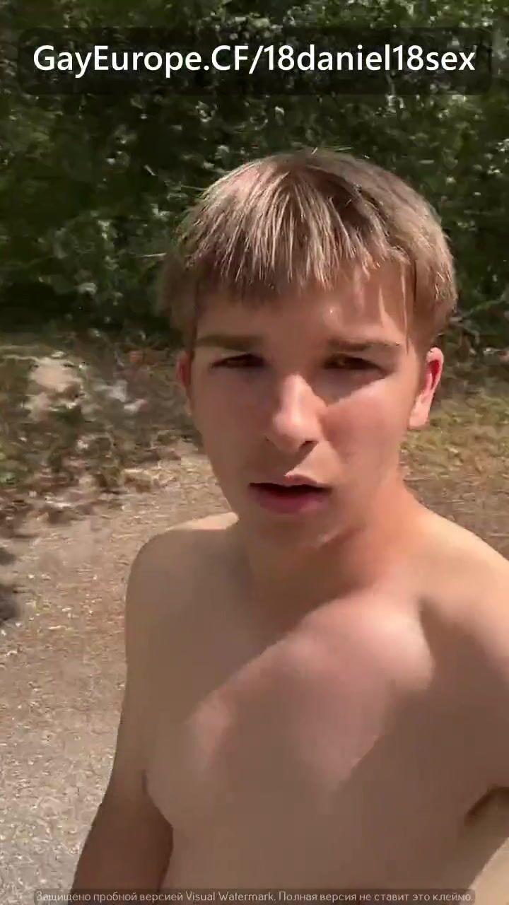 German daniel strokes cock and cums in park
