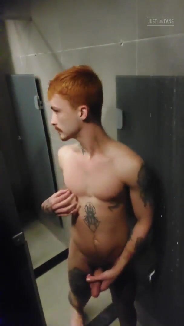 Ginger boy with friend in the shower