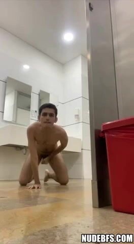 Gooning in a public bathroom