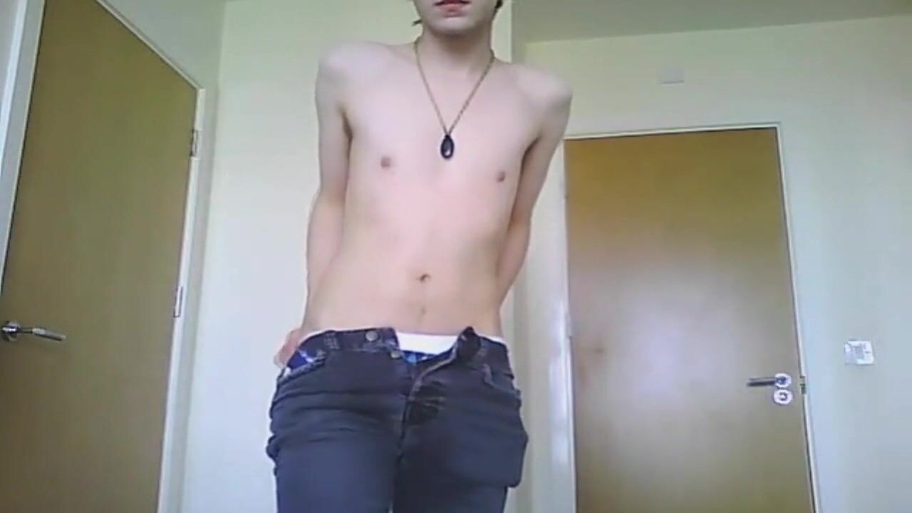 Gorgeous young boy strokes his beautiful cock to a hot cum porn