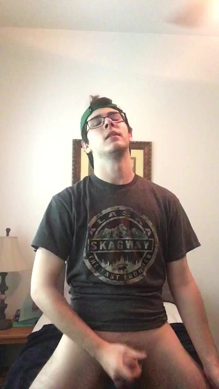 Green capped twink with glasses jerks and cums 209