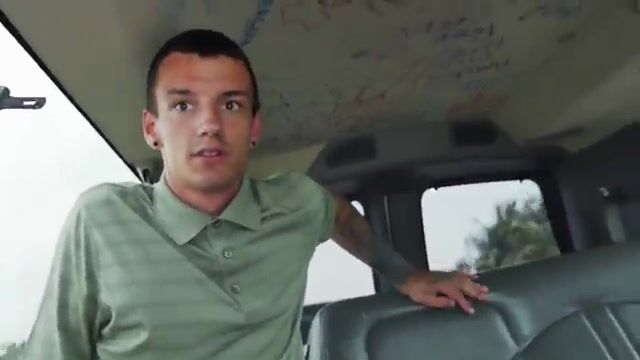Hetero rides cock hard in back of van