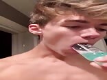 Handsome boy's strange habits in gay porn