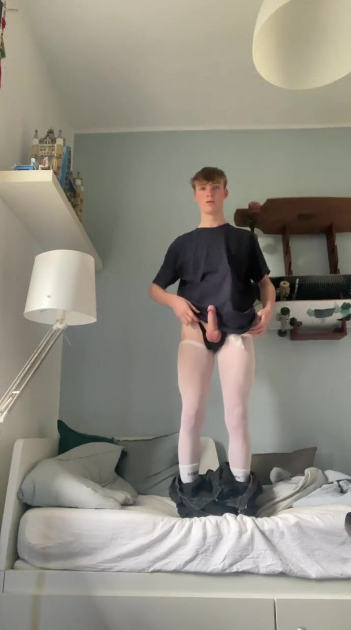 Handsome twink shows his cock