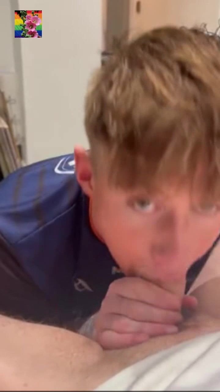 Hbw twink gives daddy intense blowjob