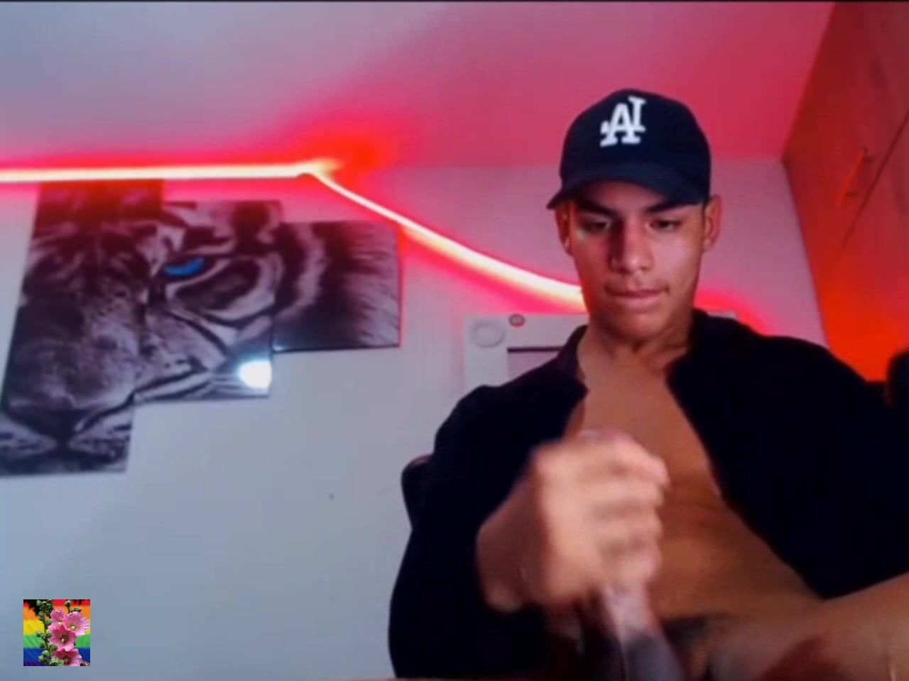 Cumming on cam with hot twink daddy muscle bareback cock 2