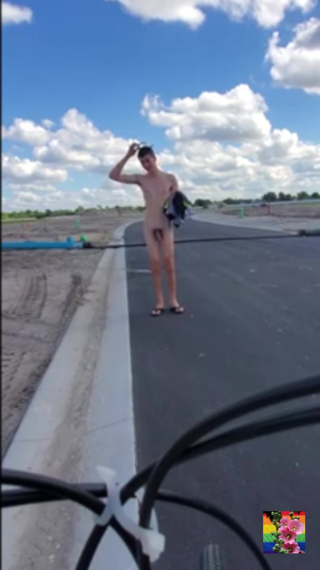 Happy twink strips naked for daddy