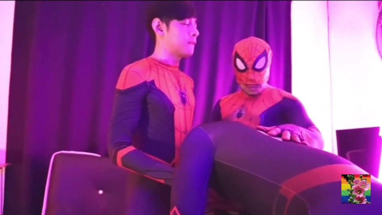 Three gay spidermen in raw bareback action