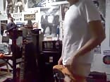 Guy cums on t-shirt