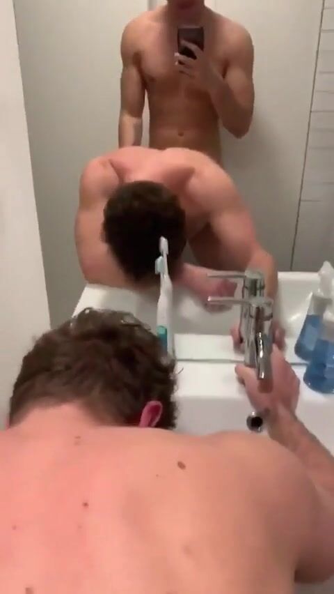 Twink brushes then gets daddy’s bareback cock