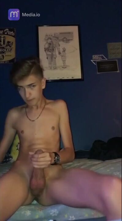 Help him! twink still fucking himself with dildo, not taking daddy'...