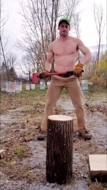 Lumberjack daddy barebacks twink on chopper