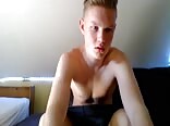 Horny boy jacks his hard cock in room