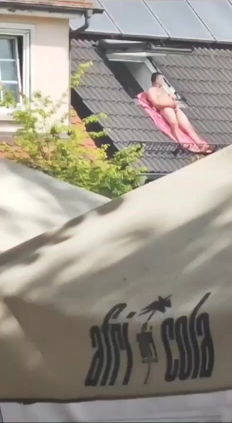 Horny german on the house roof