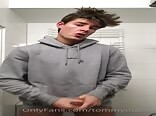 Hoodie guy horny for bathroom boys action