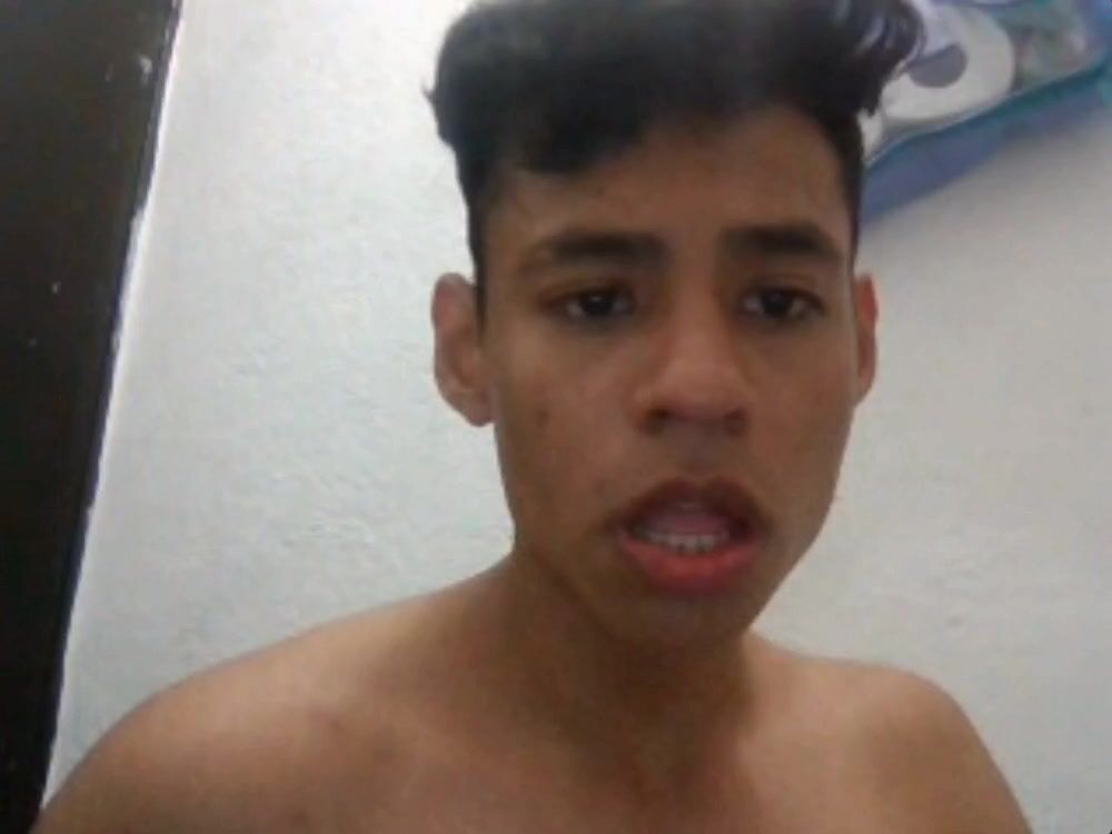 Horny latin guy cumming on camera selfie webcam
