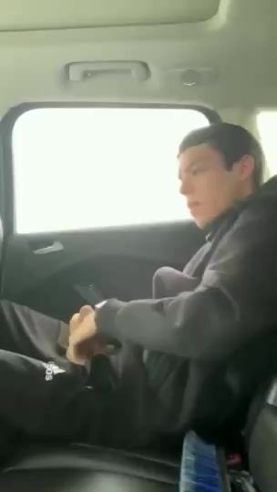 Horny twink backseat car wank cam cum solo