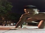 Asian pissing like a dog