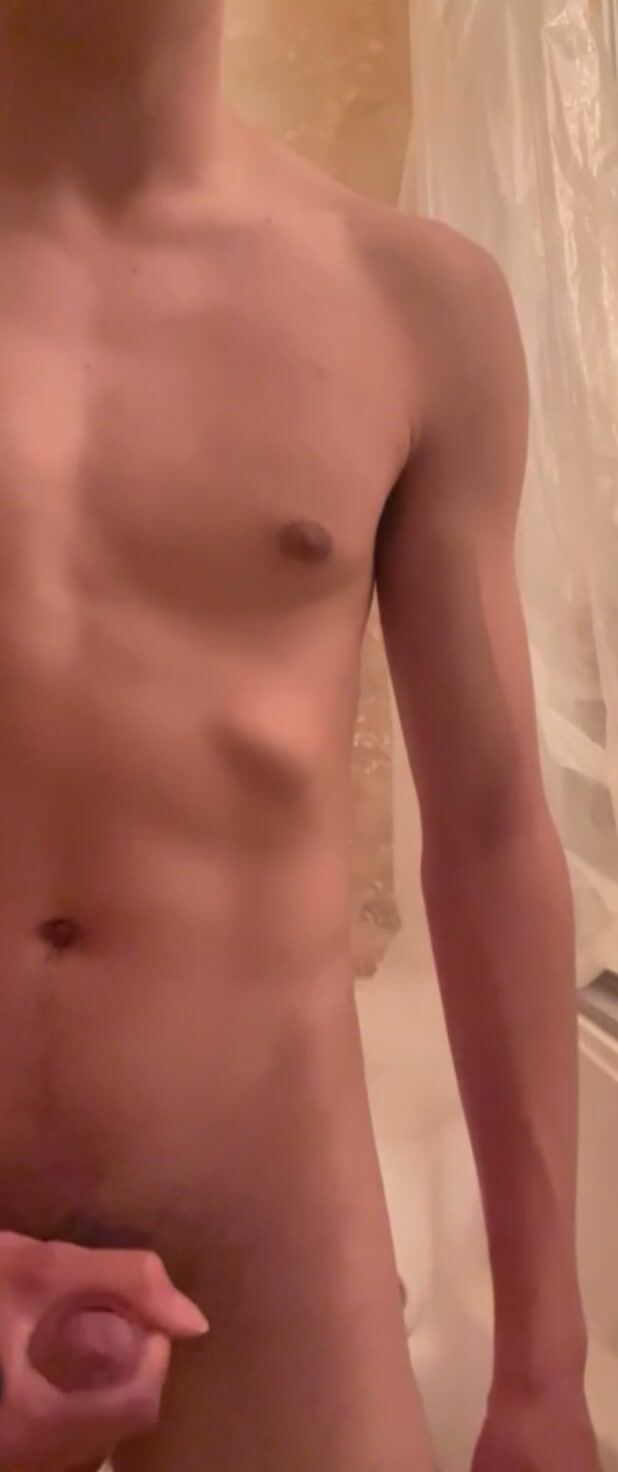 Hot boy jerks and cums in shower
