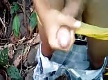 Hot boy jerking off in the forrest